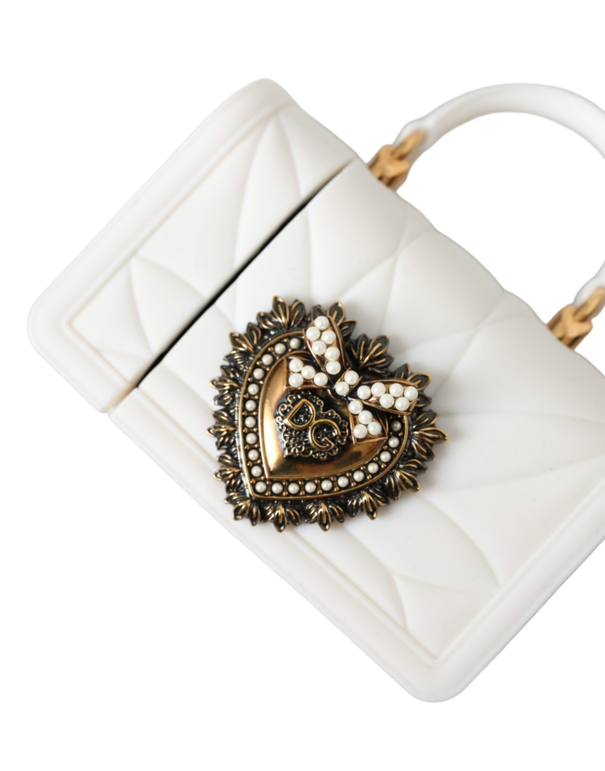 Dolce & Gabbana White Silicone Devotion Heart Cover Hand Bag Airpod Women's Case (Pre-Owned)