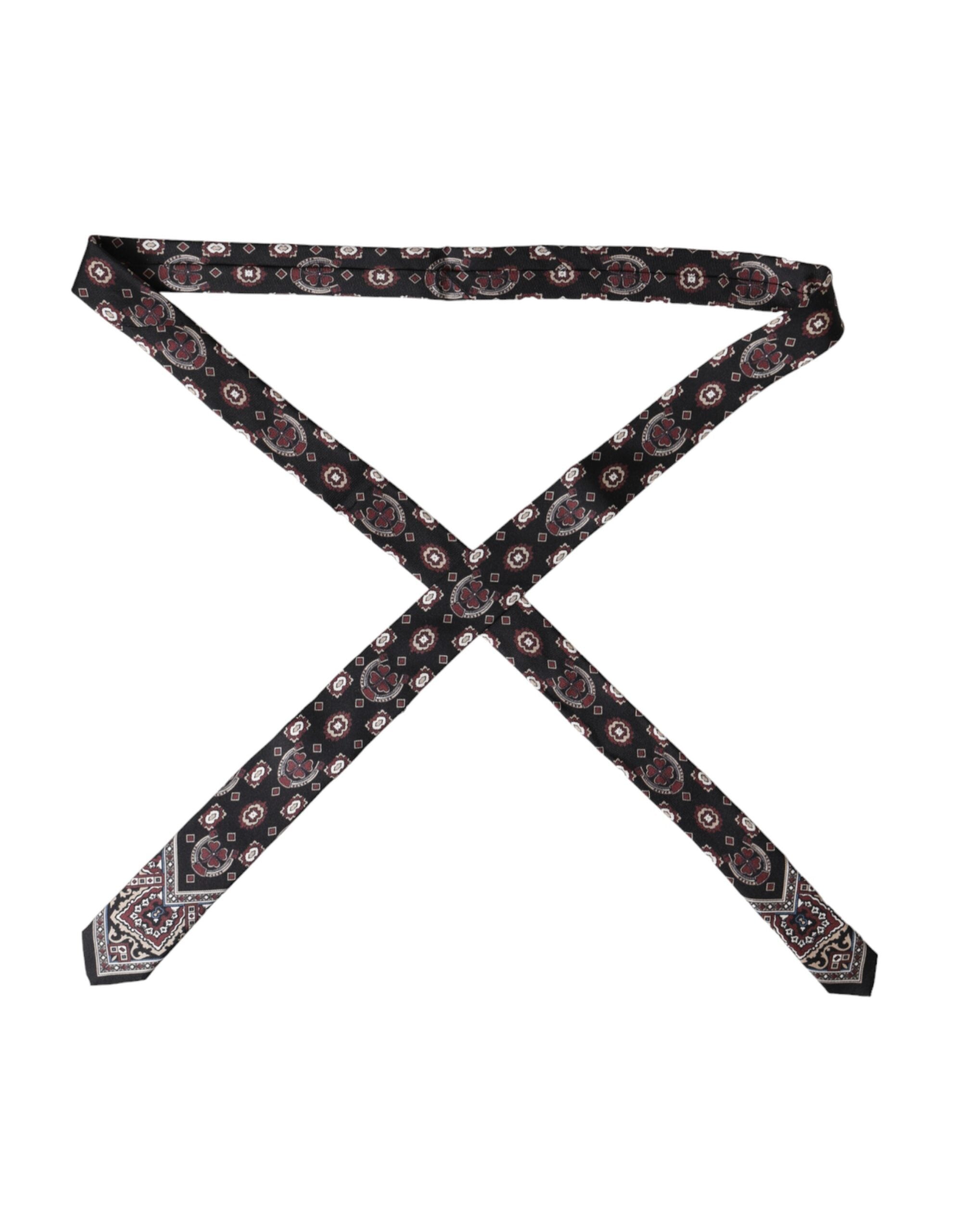 Dolce & Gabbana Black Printed 100% Silk Adjustable Men Men's Tie