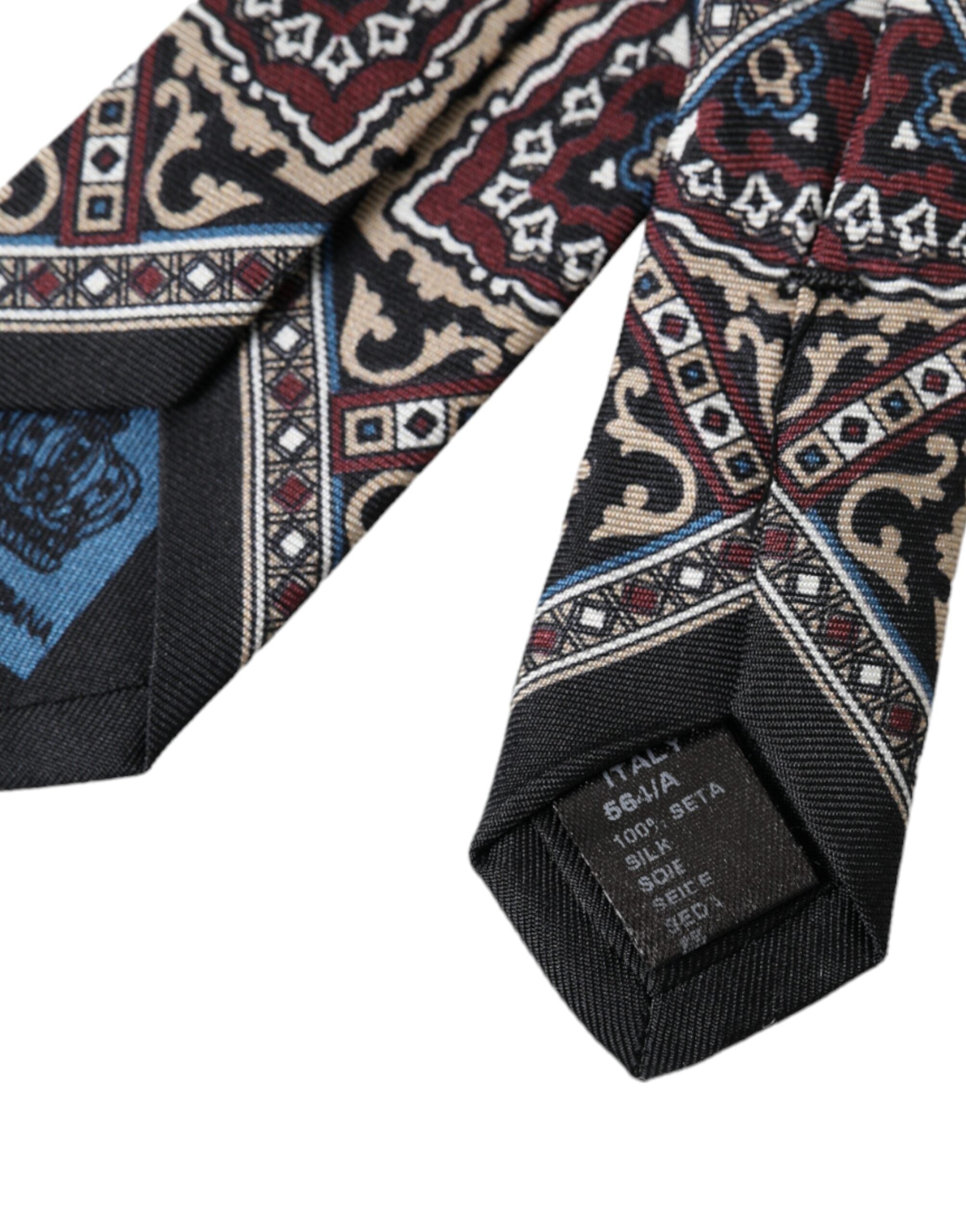 Dolce & Gabbana Black Printed 100% Silk Adjustable Men Men's Tie
