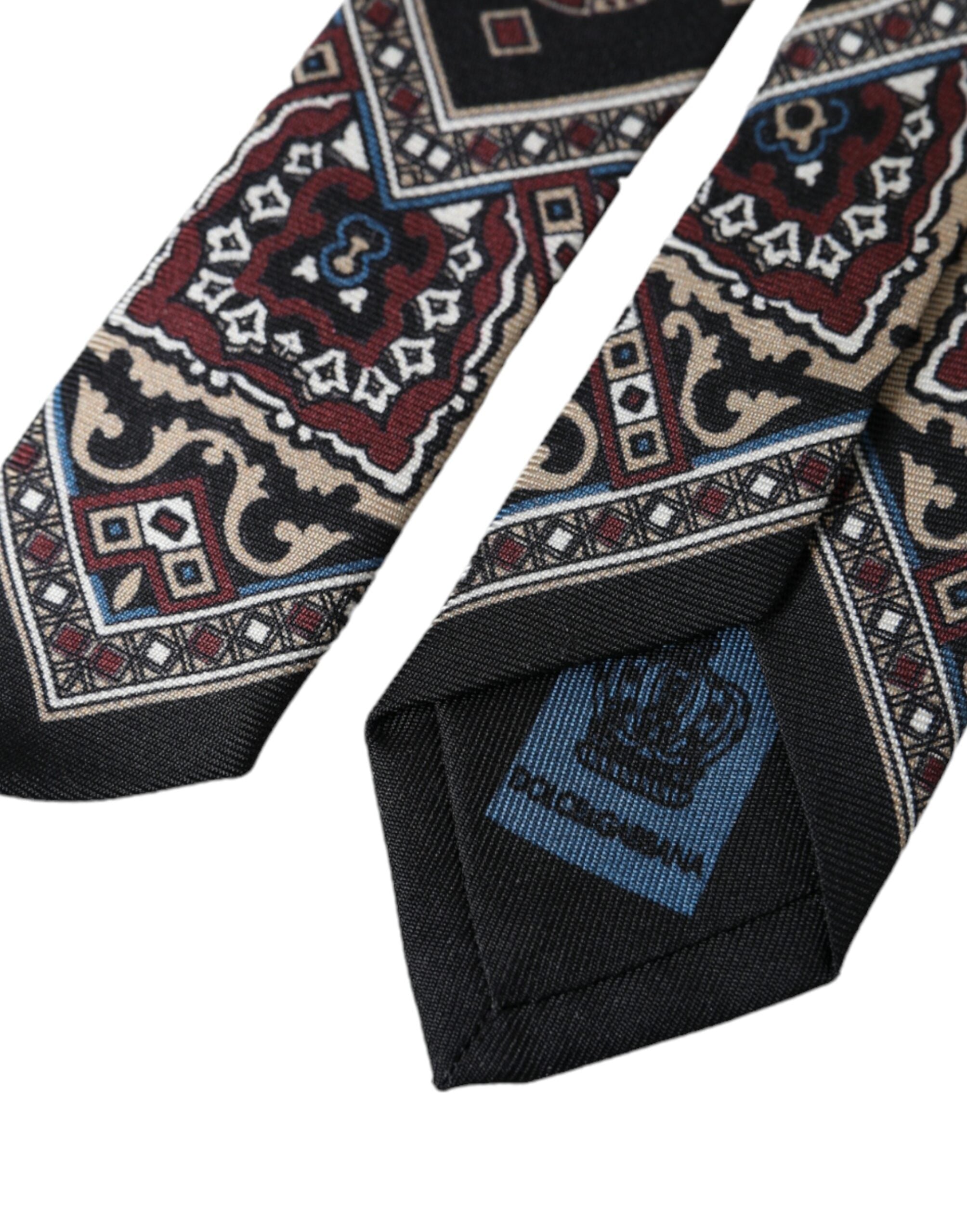 Dolce & Gabbana Black Printed 100% Silk Adjustable Men Men's Tie