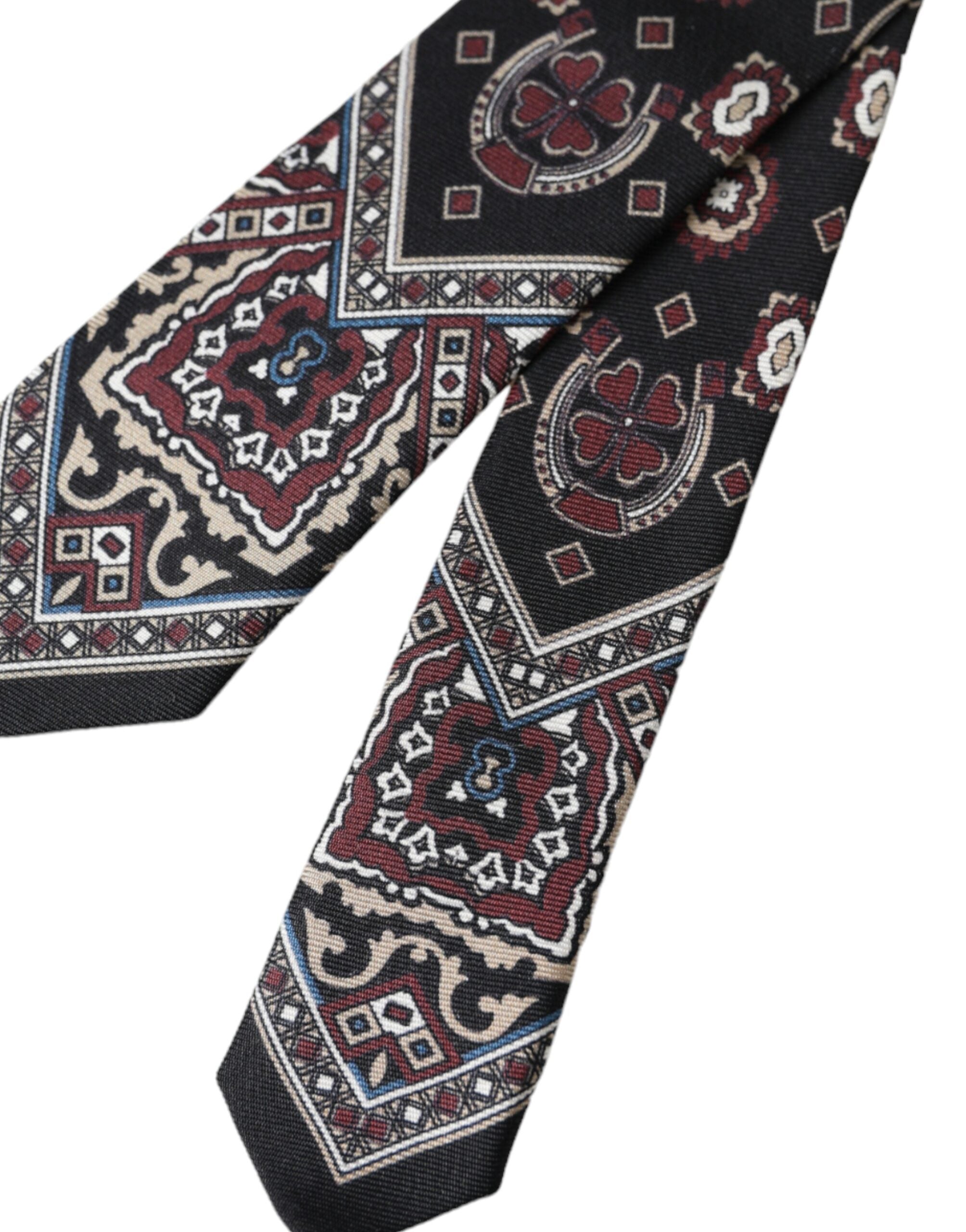 Dolce & Gabbana Black Printed 100% Silk Adjustable Men Men's Tie