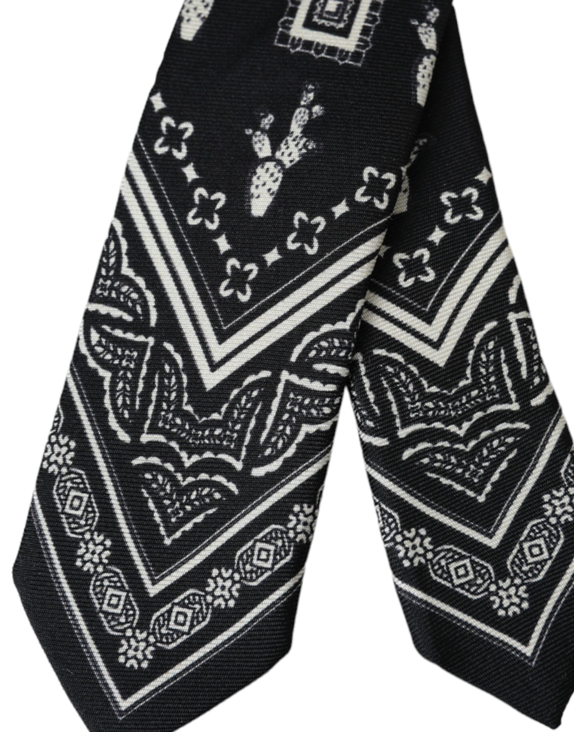 Dolce & Gabbana Black Patterned 100%Silk Adjustable Men's Tie