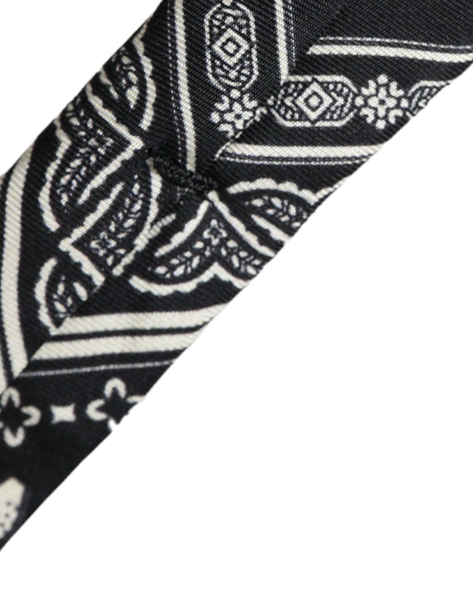 Dolce & Gabbana Black Patterned 100%Silk Adjustable Men's Tie