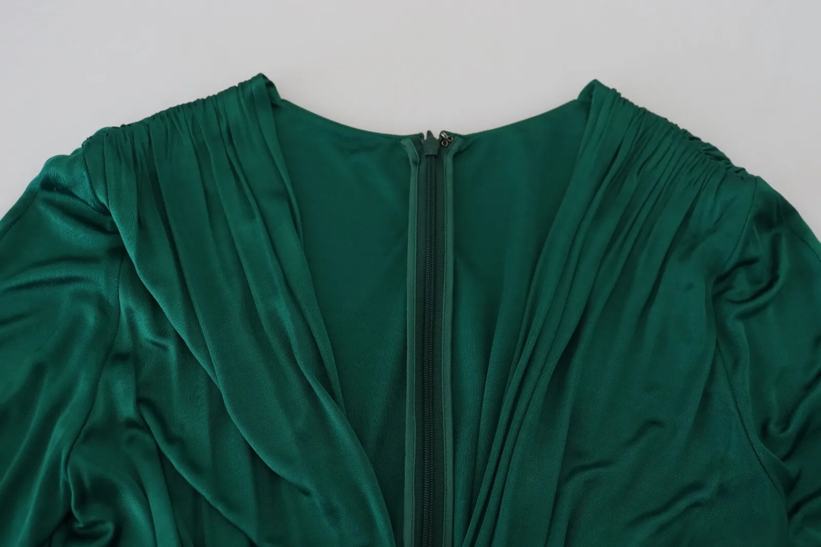 Dolce & Gabbana Dark Green Viscose Long Sleeve Midi Women's Dress (Pre-Owned)