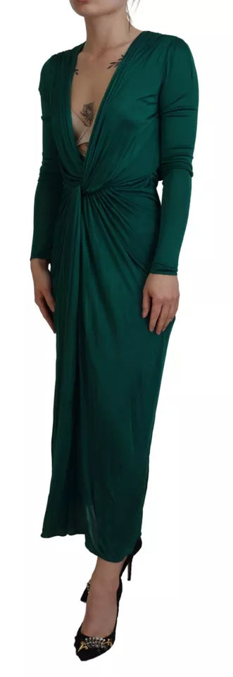 Dolce & Gabbana Dark Green Viscose Long Sleeve Midi Women's Dress (Pre-Owned)