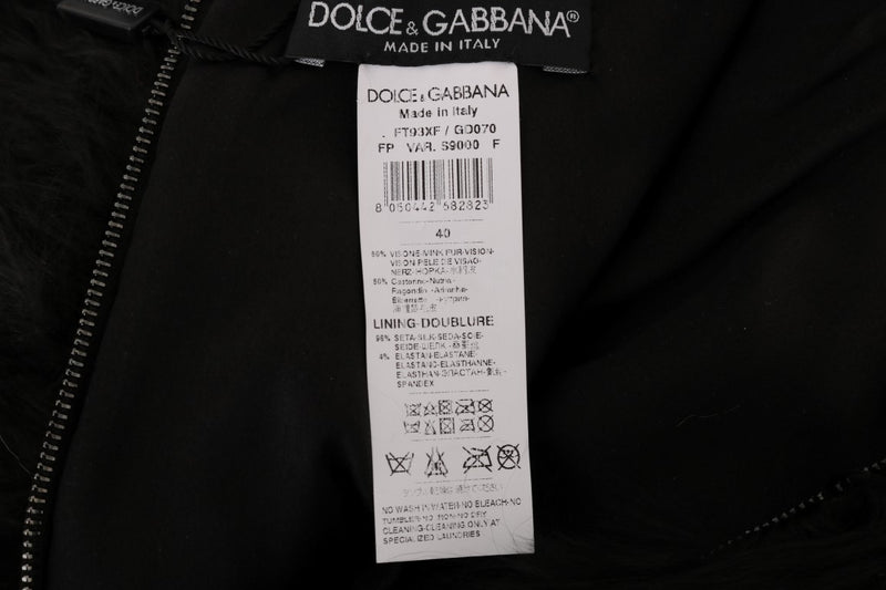 Dolce & Gabbana Black Mink Nutria Fur Mini Hot Women's Pants