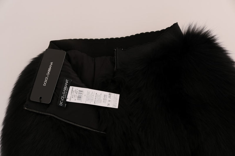 Dolce & Gabbana Elegant Black Fur Mini Shorts Hot Women's Pants