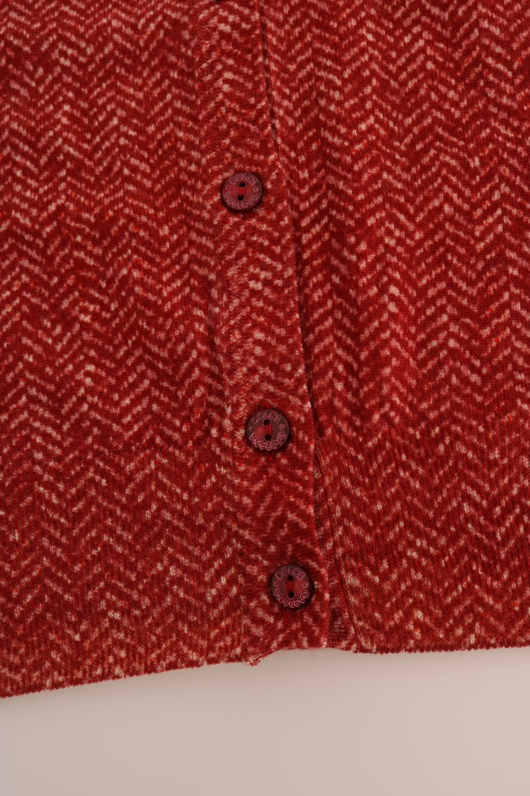 Dolce & Gabbana Red Wool Top Cardigan Women's Sweater