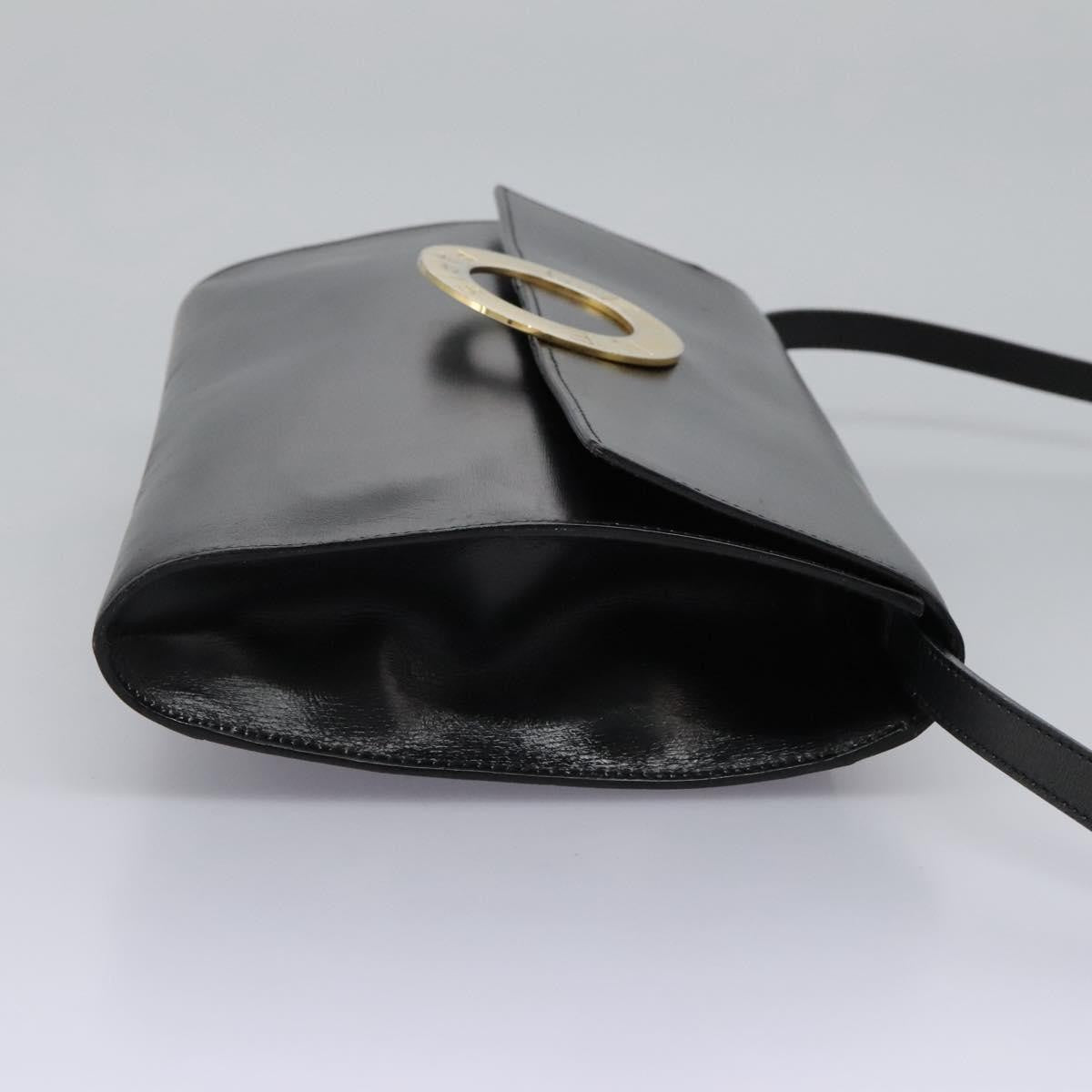Celine Vintage Circle Logo Leather Black Leather Bag (Pre-Owned)