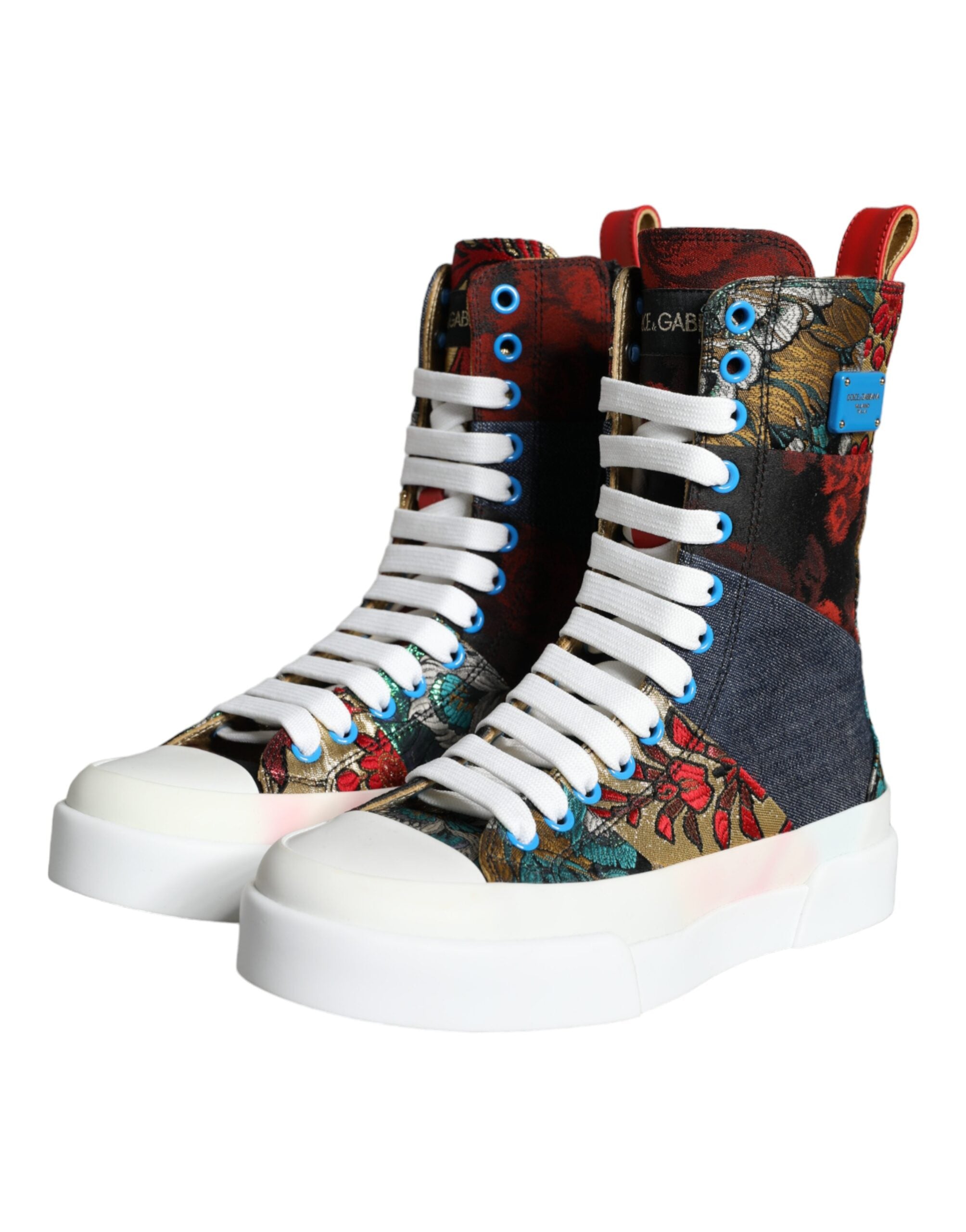 Dolce & Gabbana Multicolor Patchwork Logo High Top Sneakers Women's Shoes (Pre-Owned)