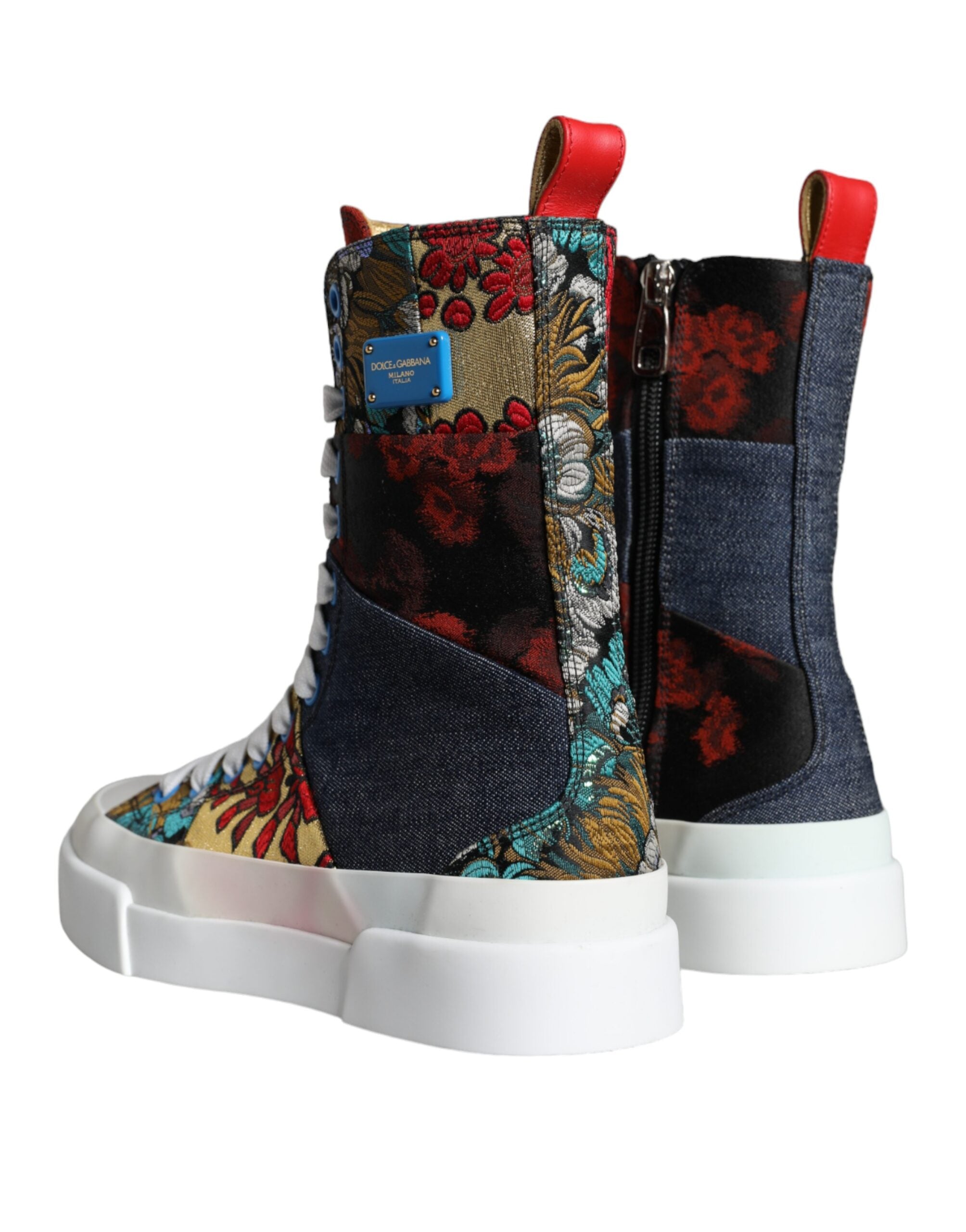 Dolce & Gabbana Multicolor Patchwork Logo High Top Sneakers Women's Shoes (Pre-Owned)