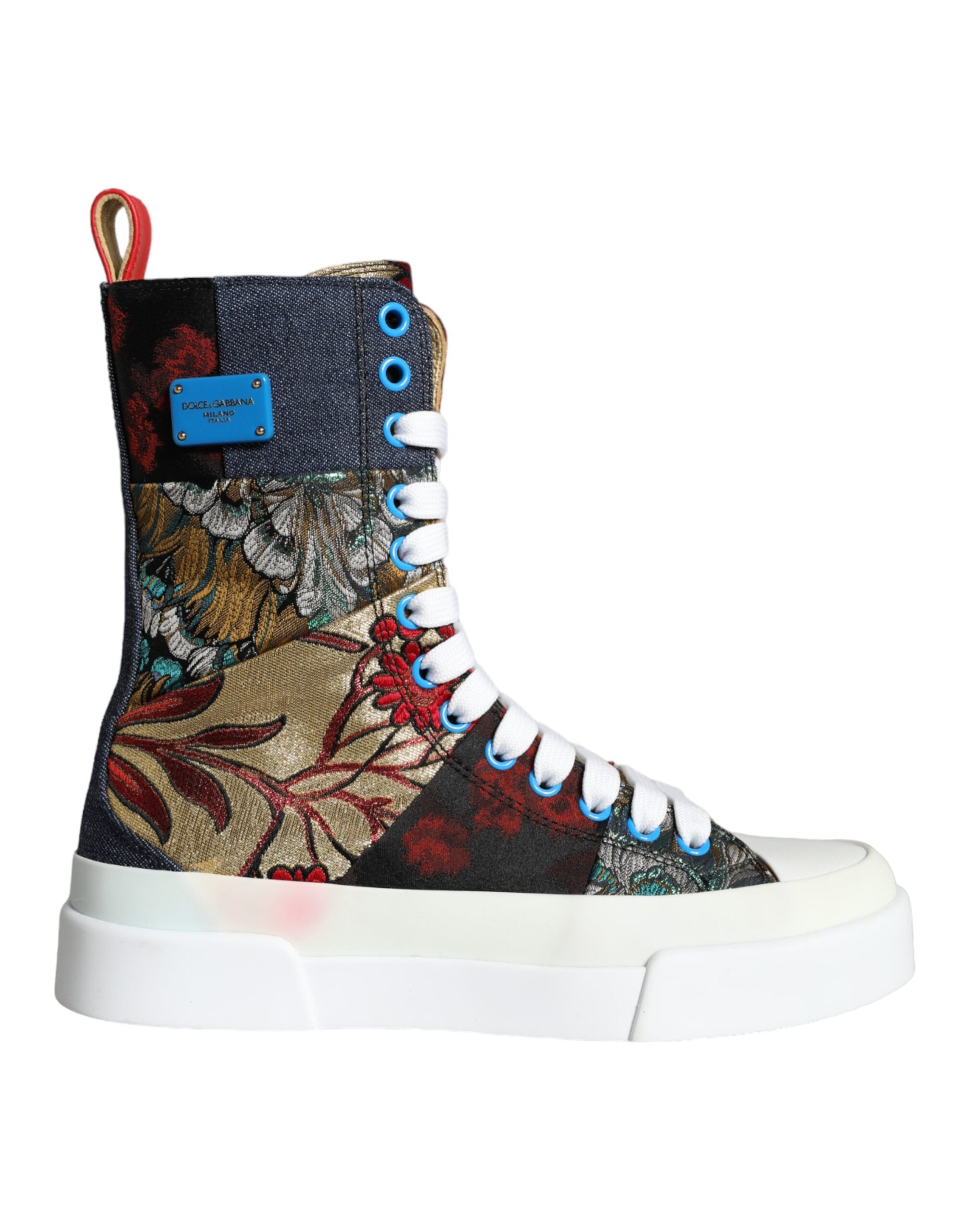 Dolce & Gabbana Multicolor Patchwork Logo High Top Sneakers Women's Shoes (Pre-Owned)