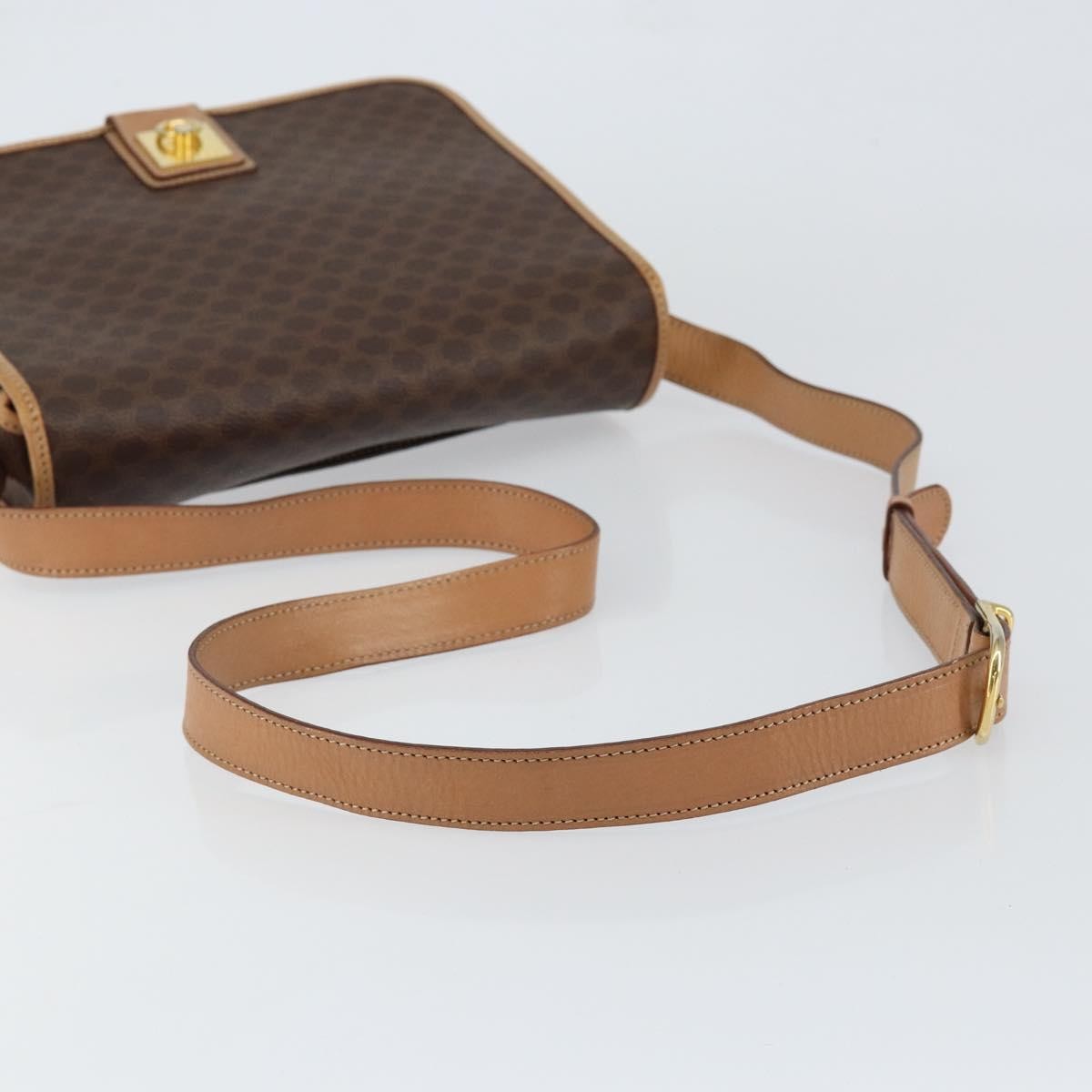 Celine Vintage Macadam Canvas And Leather Brown Canvas Shoulder Bag Bag (Pre-Owned)