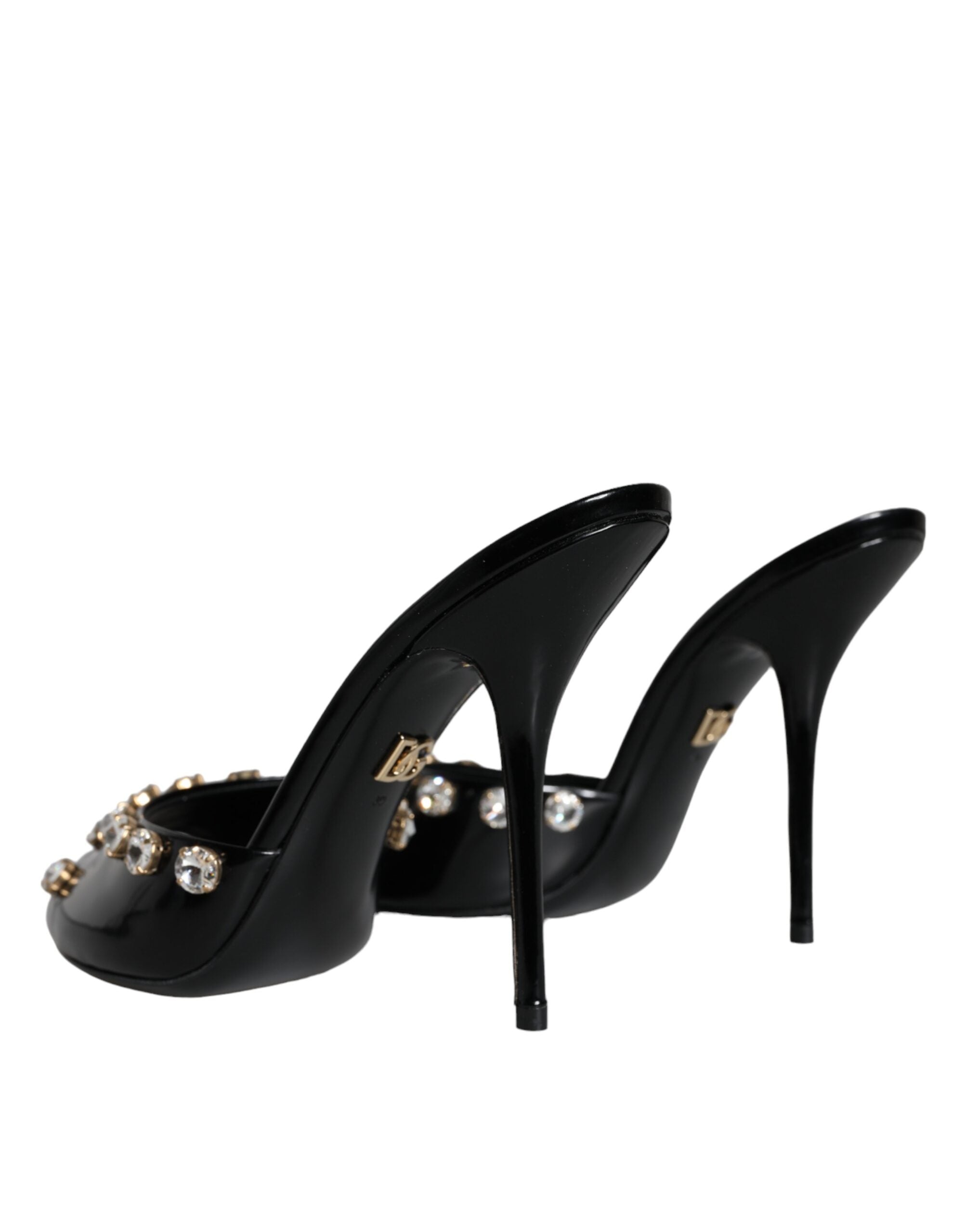 Dolce & Gabbana Black Crystal Heels Keira Sandals Women's Shoes