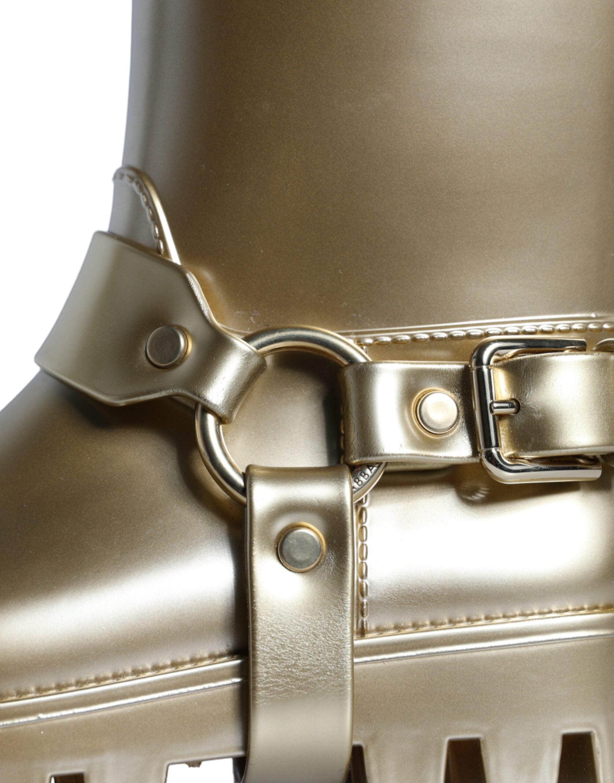 Dolce & Gabbana Metallic Gold Rubber PVC Rain Boots Women's Shoes