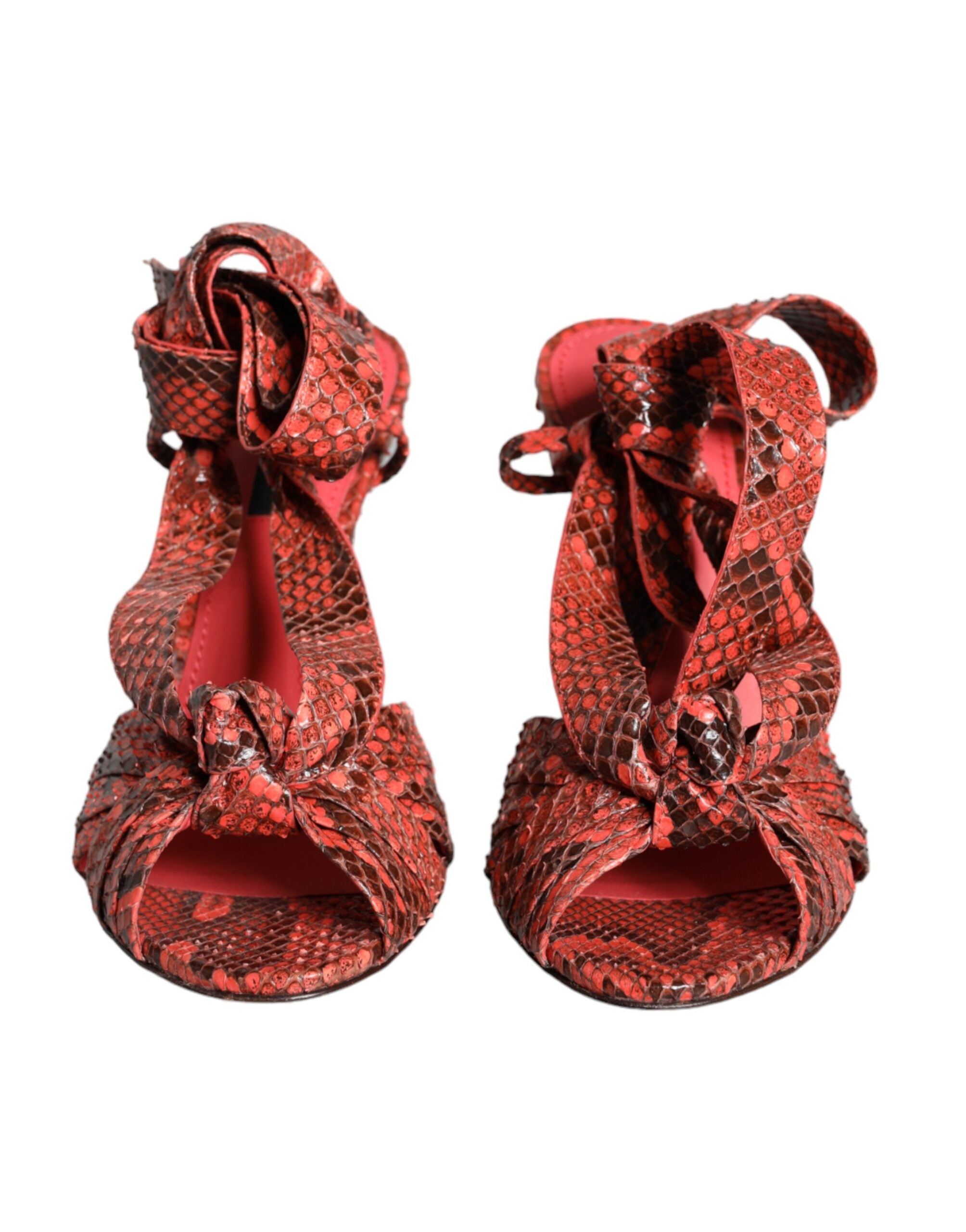 Dolce & Gabbana Coral Exotic Leather Heels Sandals Women's Shoes