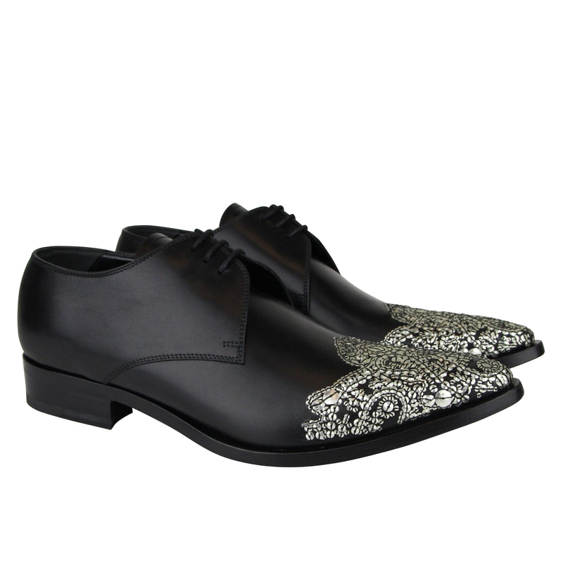 Alexander McQueen Men's Oxfords Black Leather Dress Shoes