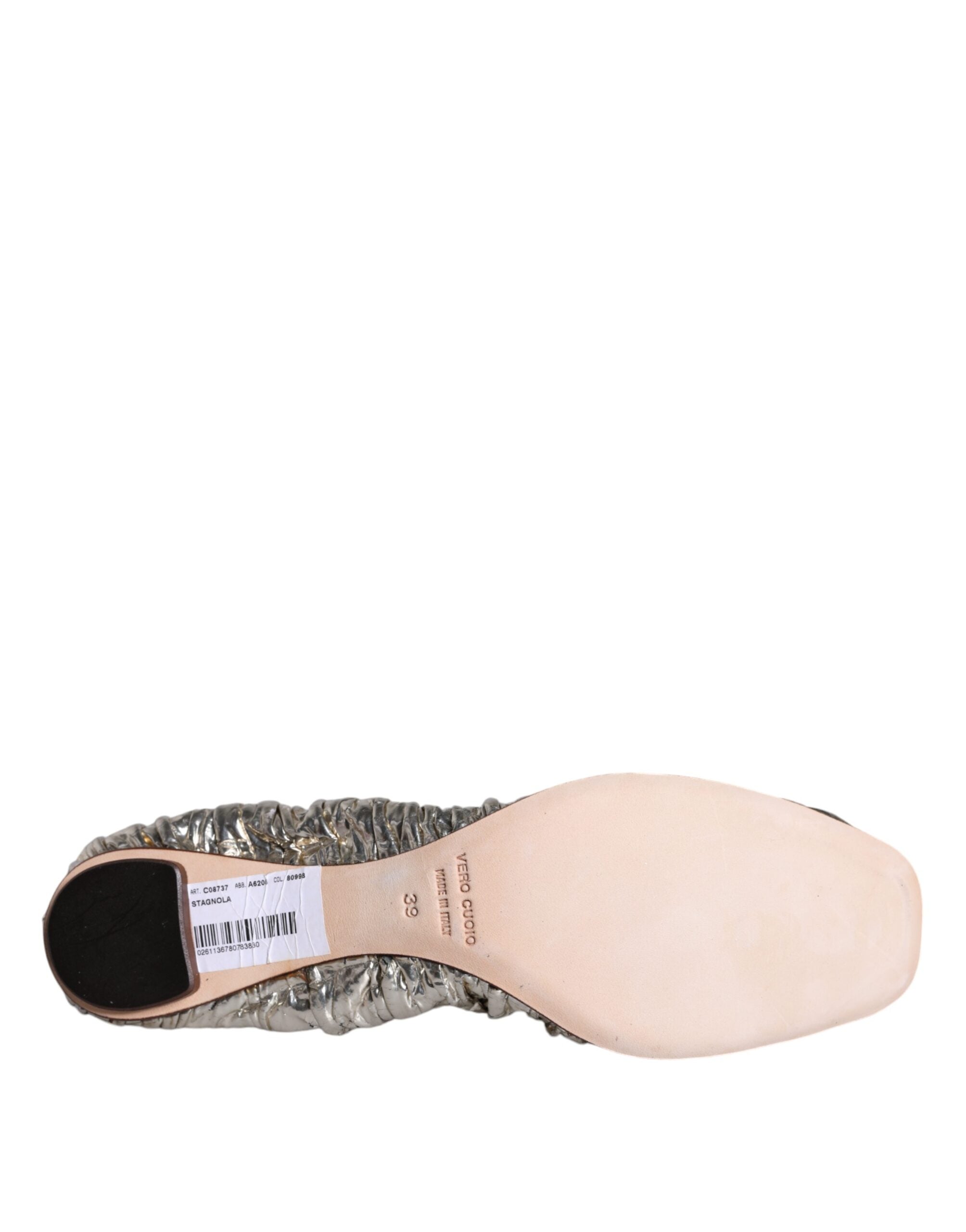 Dolce & Gabbana Silver Patent Leather Scrunch Ballet Flats Women's Shoes (Pre-Owned)
