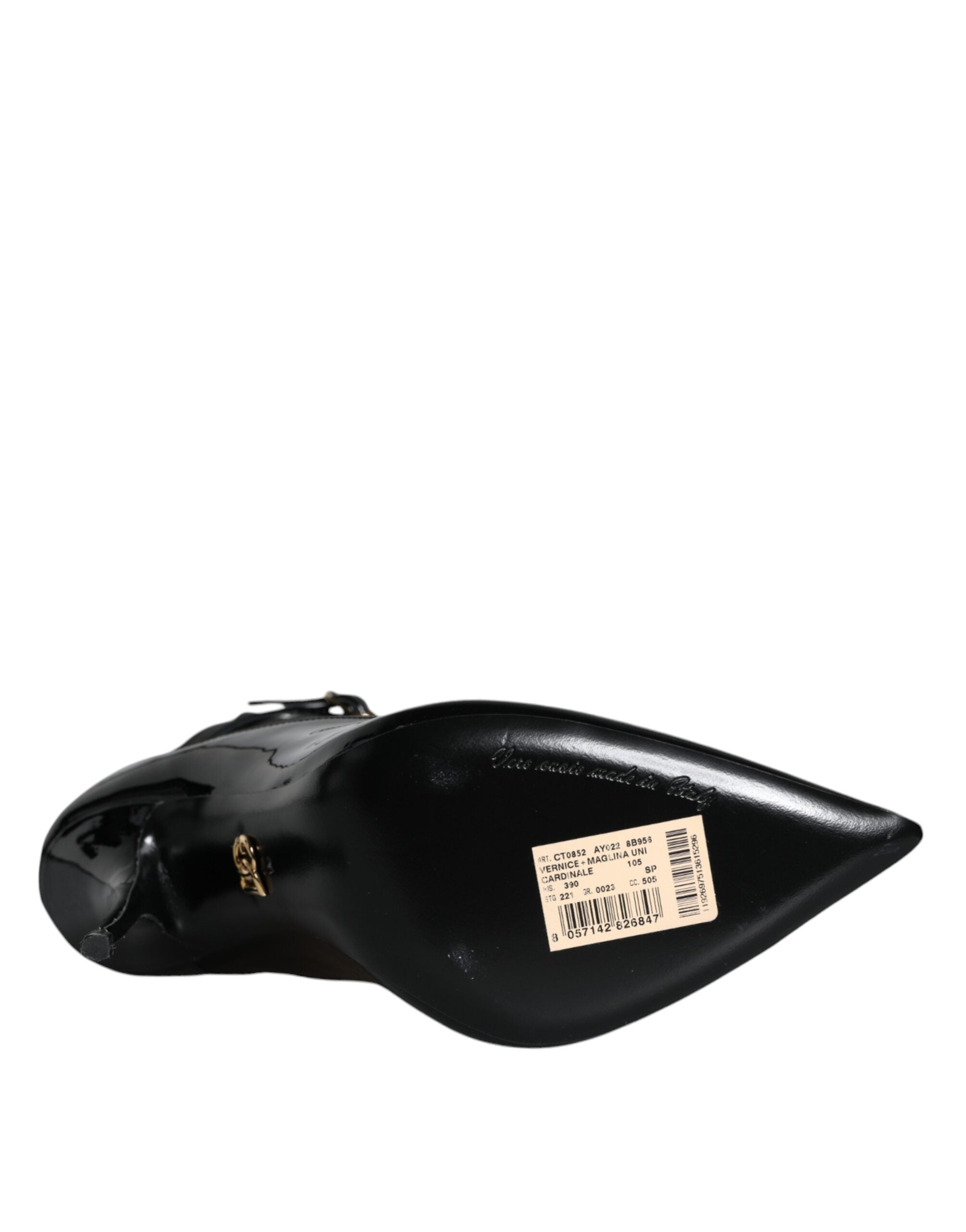 Dolce & Gabbana Black Leather Stilettos Booties Socks Women's Shoes