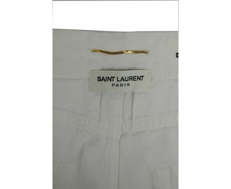 Saint Laurent Women's White Denim Flare Cropped Jeans (29 Dm)