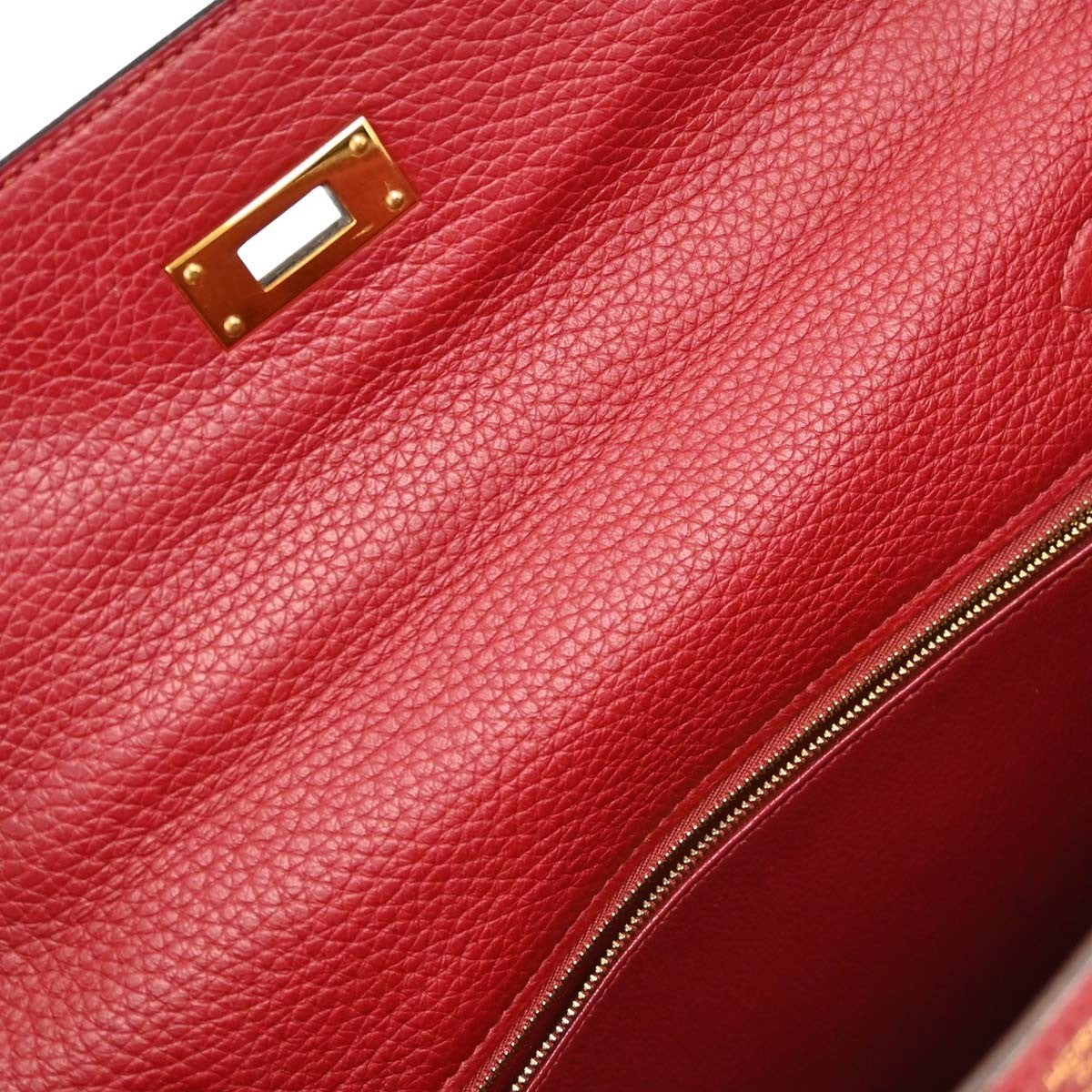Hermes Kelly Red Togo With Gold Hardware Red Leather Handbag (Pre-Owned)