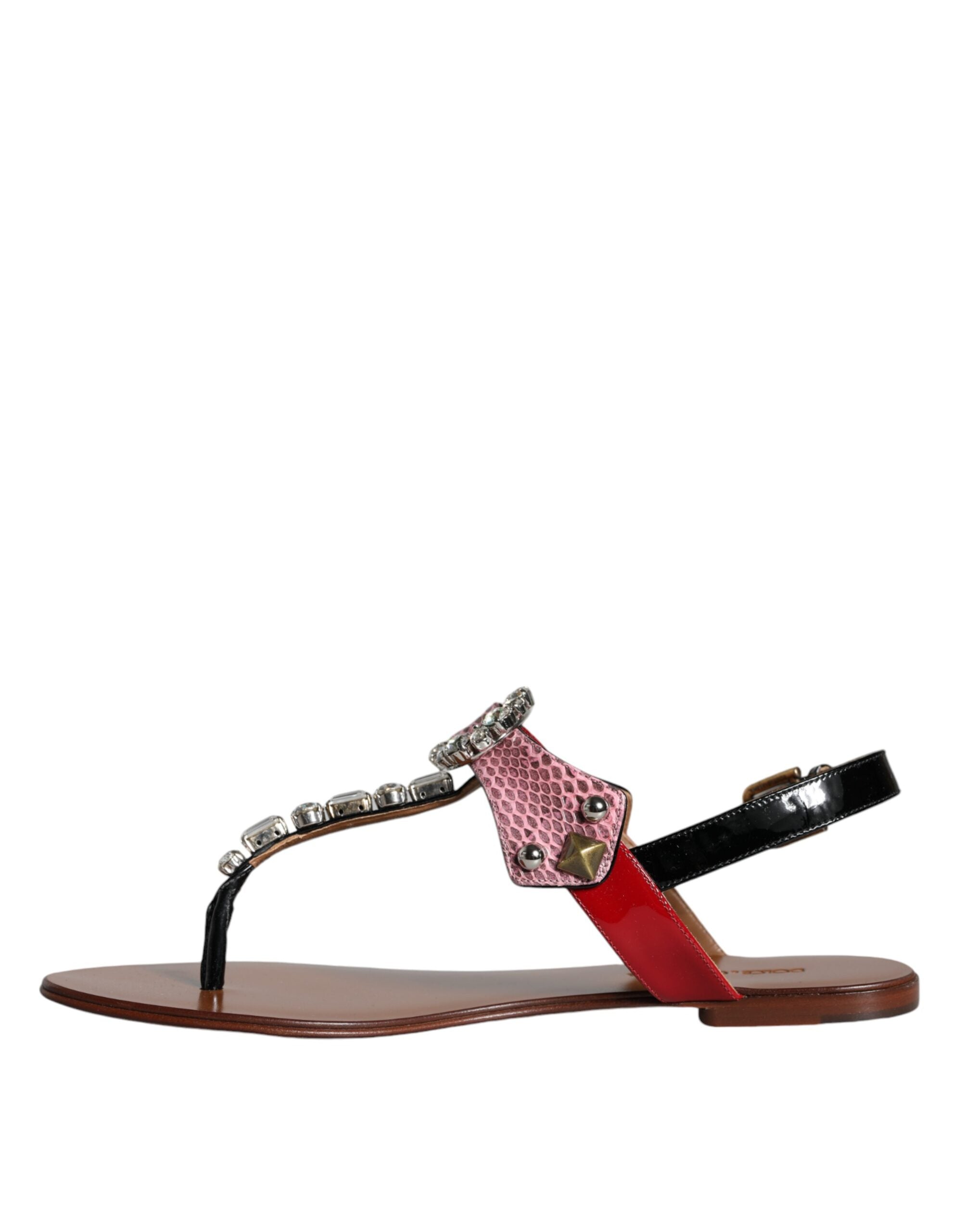 Dolce & Gabbana Multicolor Crystal Sandals Flip Flops Women's Shoes