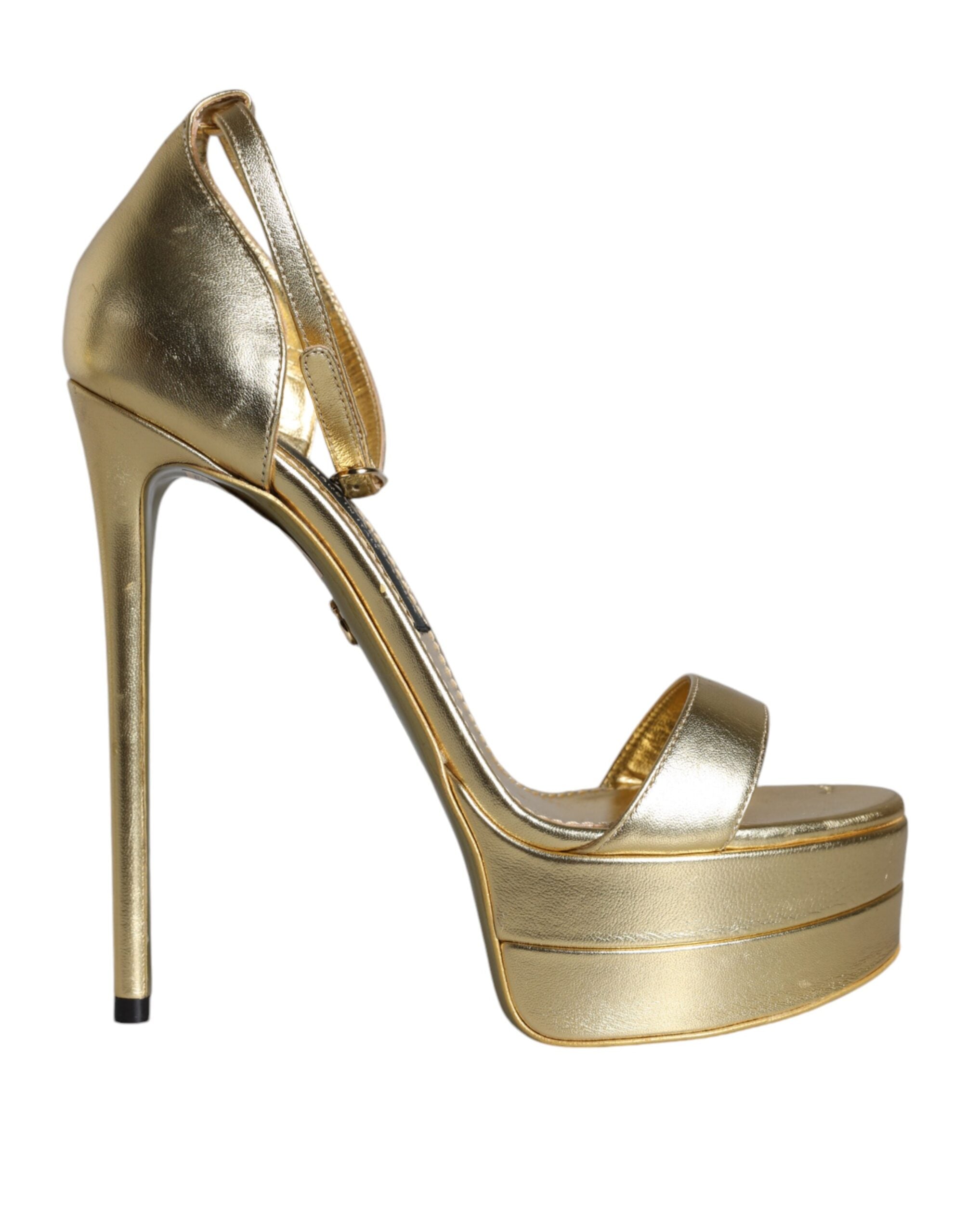 Dolce & Gabbana Gold Leather Platform Keira Sandals Women's Shoes (Pre-Owned)