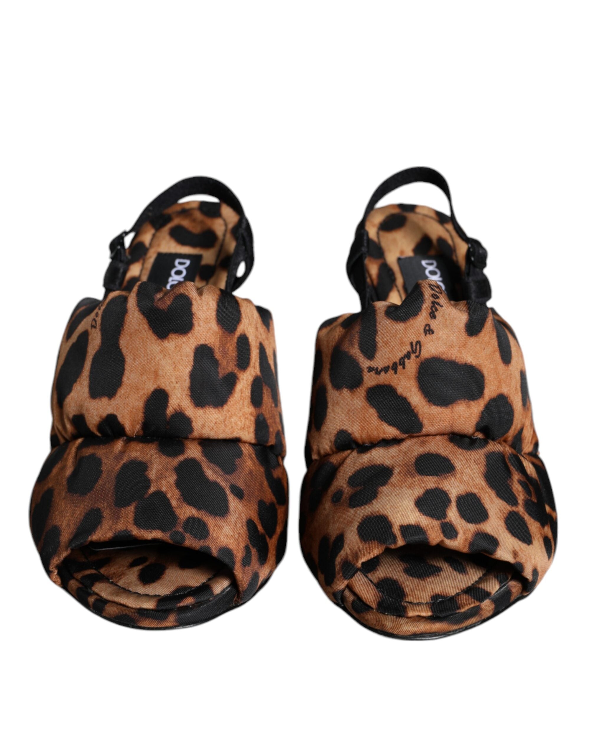 Dolce & Gabbana Brown Leopard Keira Slingback Sandals Women's Shoes