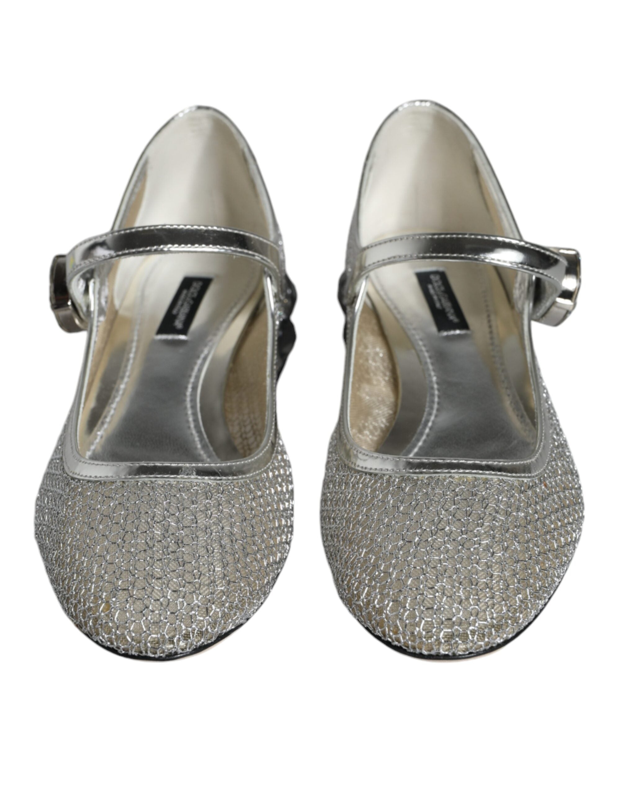 Dolce & Gabbana Silver Mesh Crystal Mary Jane Pumps Women's Shoes (Pre-Owned)
