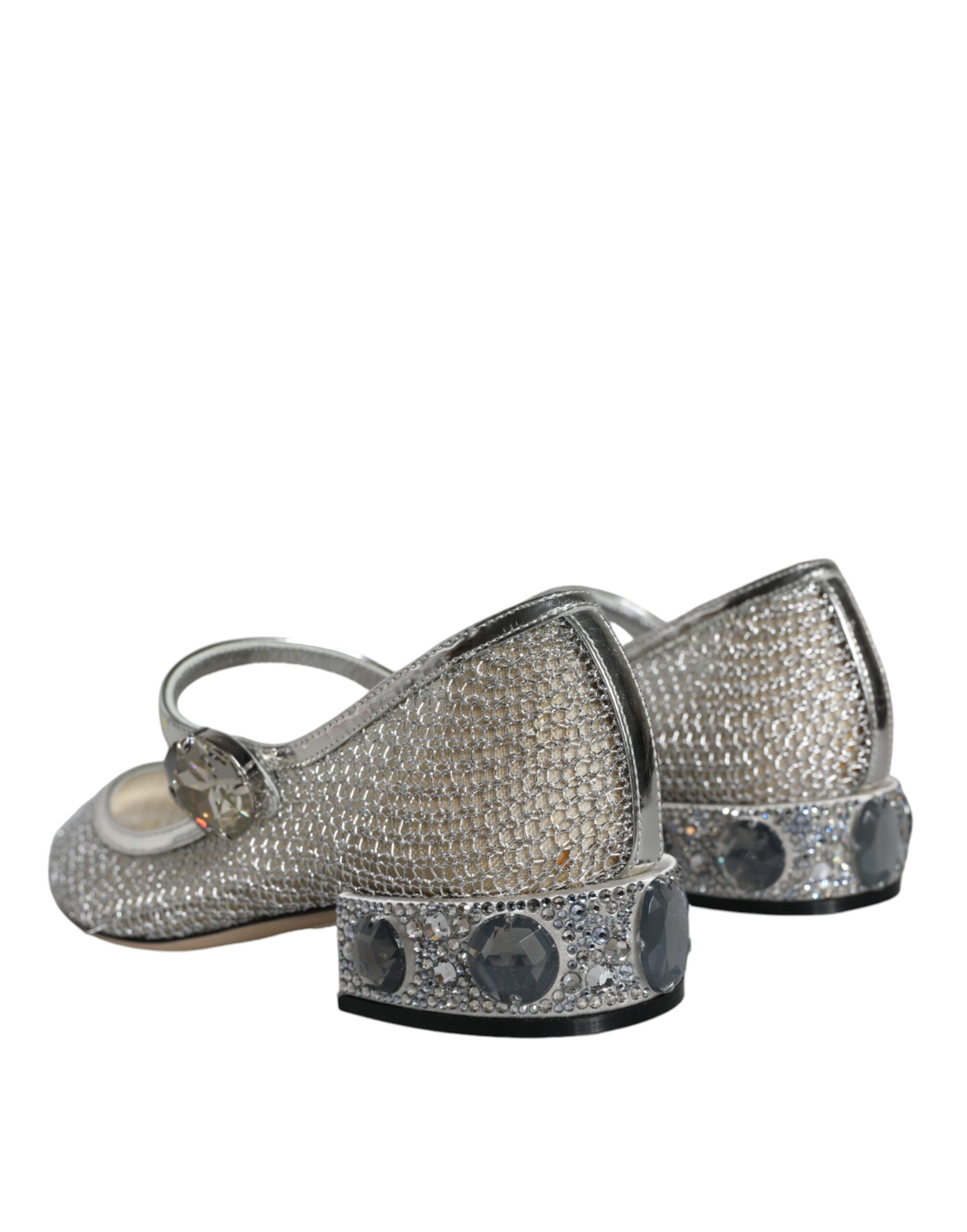 Dolce & Gabbana Silver Mesh Crystal Mary Jane Pumps Women's Shoes (Pre-Owned)
