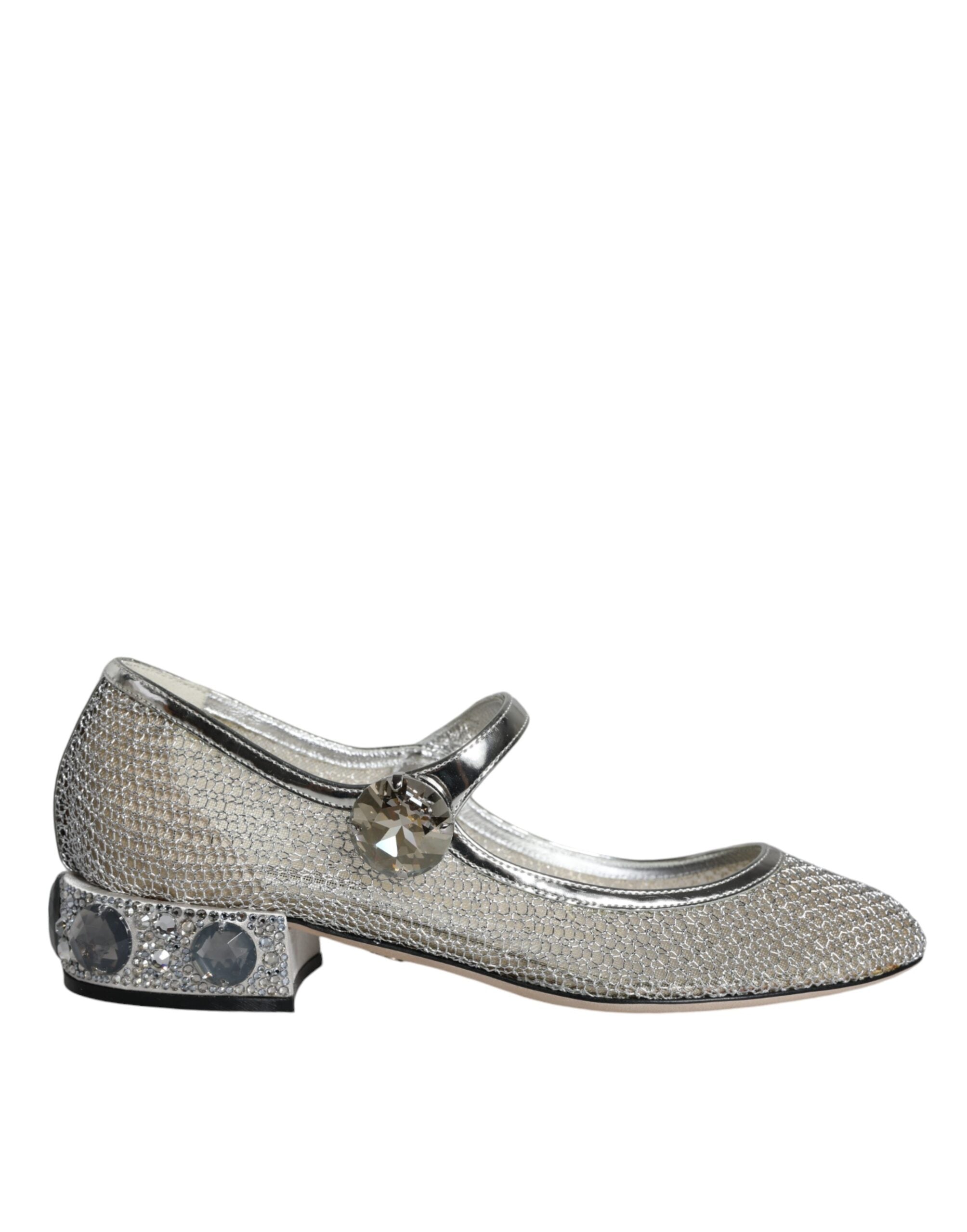 Dolce & Gabbana Silver Mesh Crystal Mary Jane Pumps Women's Shoes (Pre-Owned)