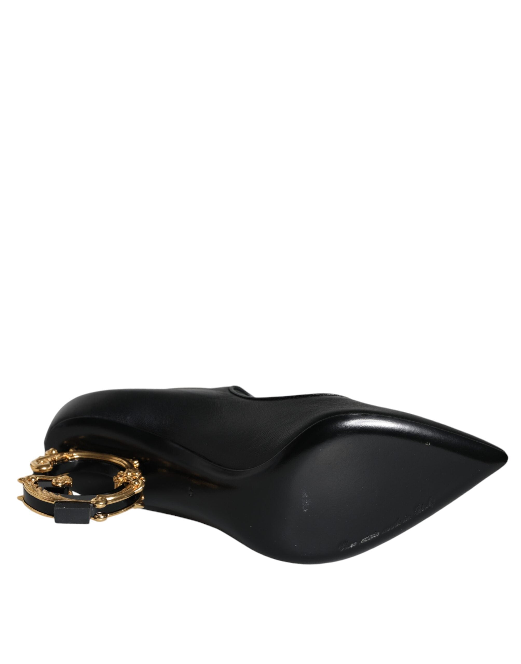Dolce & Gabbana Black Leather Logo Heels Mary Janes Pumps Women's Shoes (Pre-Owned)