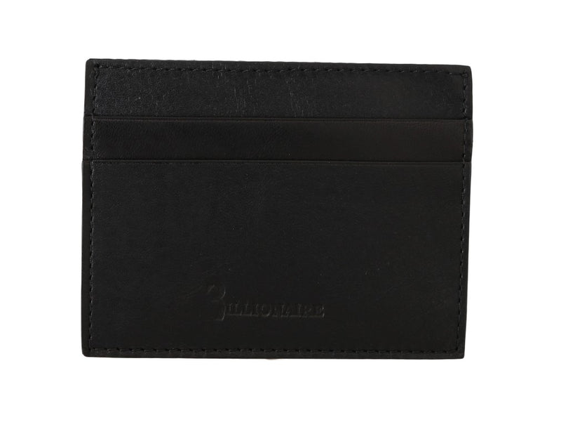 Billionaire Italian Couture Black Leather Cardholder Men's Wallet