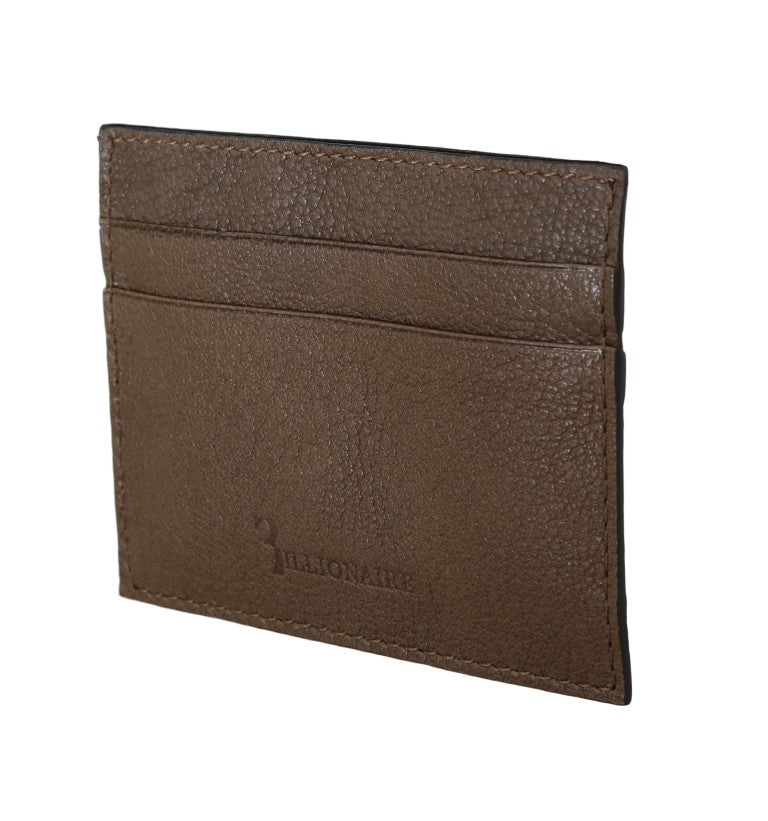 Billionaire Italian Couture Brown Leather Cardholder Men's Wallet