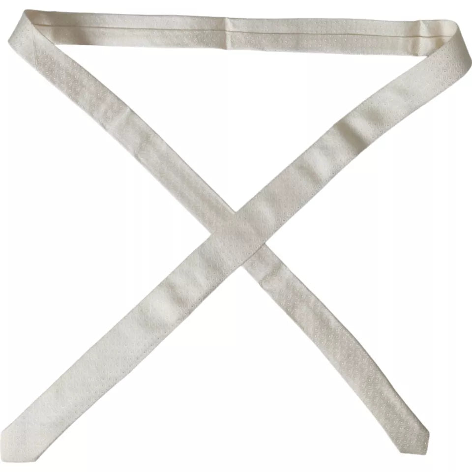 Dolce & Gabbana Off White Patterned Silk Adjustable Men Men's Tie