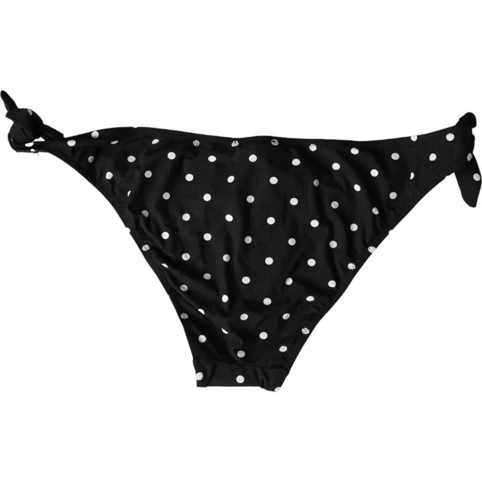 Dolce & Gabbana Black Polka Dot Swimwear Beachwear Bottom Women's Bikini
