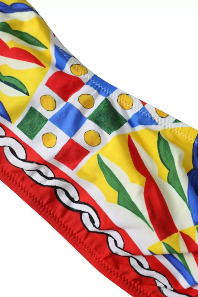 Dolce & Gabbana Multicolor Carretto Bandeau Swimwear Top Women's Bikini