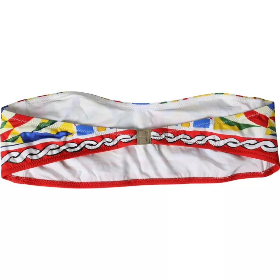 Dolce & Gabbana Multicolor Carretto Bandeau Swimwear Top Women's Bikini