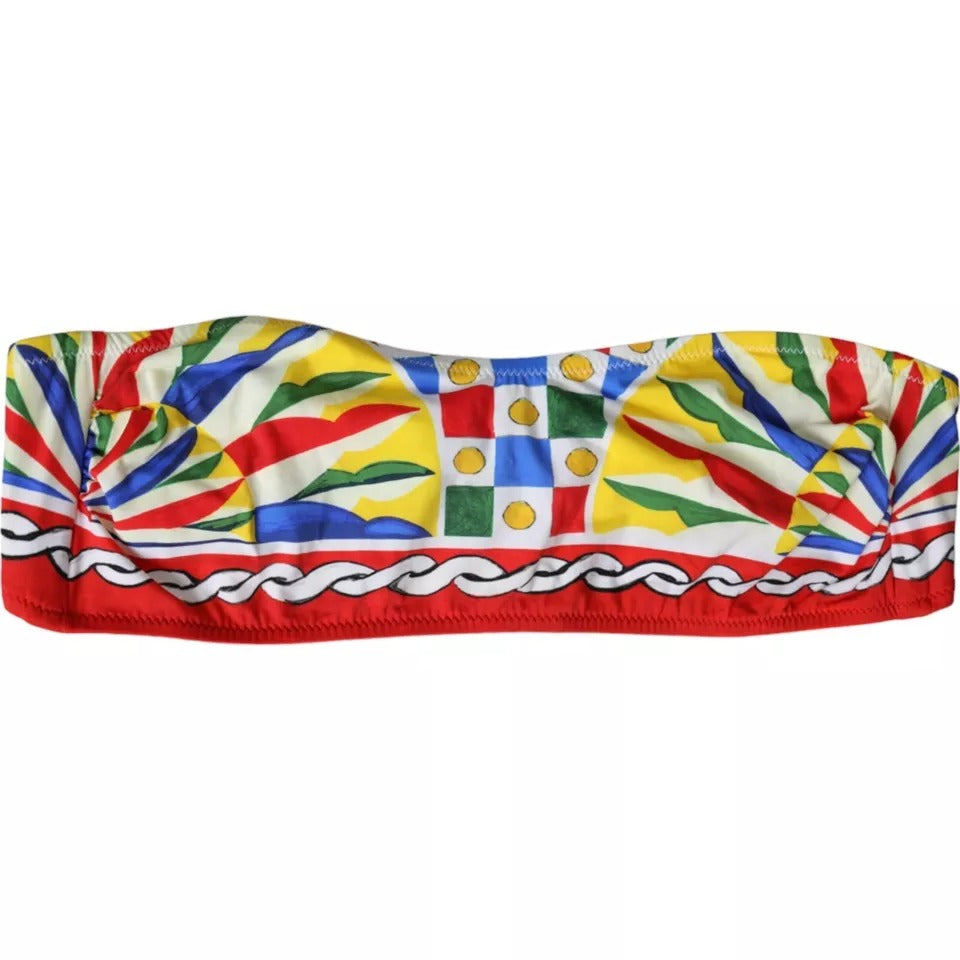 Dolce & Gabbana Multicolor Carretto Bandeau Swimwear Top Women's Bikini