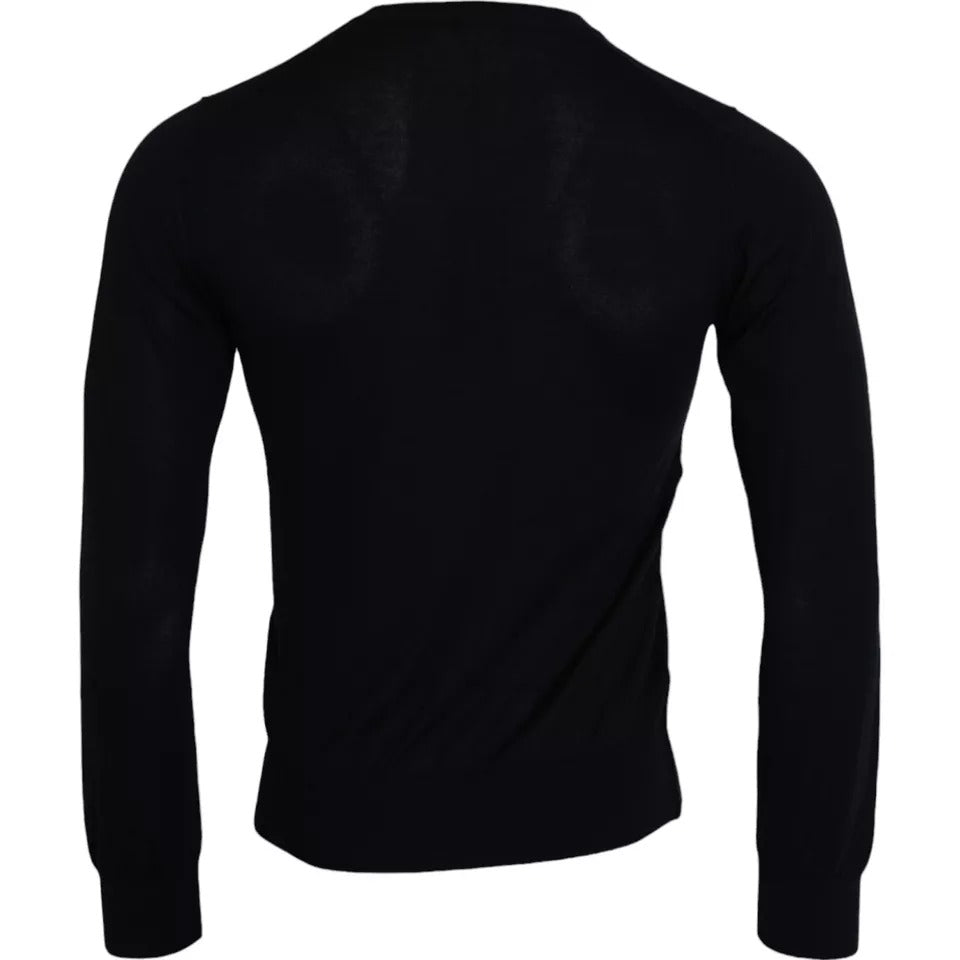 Dolce & Gabbana Black Cashmere Crew Neck Pullover Men's Sweater