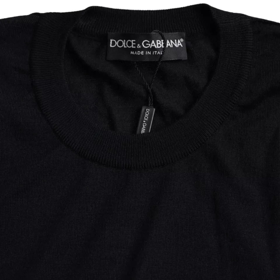 Dolce & Gabbana Black Cashmere Crew Neck Pullover Men's Sweater