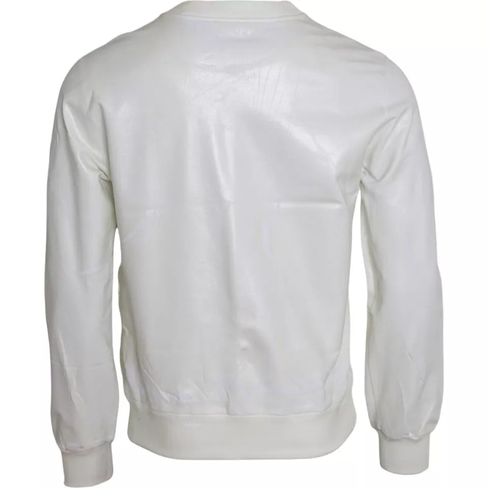 Dolce & Gabbana White Cotton Crew Neck Sweatshirt Men's Sweater (Pre-Owned)