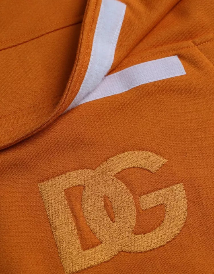 Dolce & Gabbana Orange Hooded Pullover Sweatshirt Men's Sweater