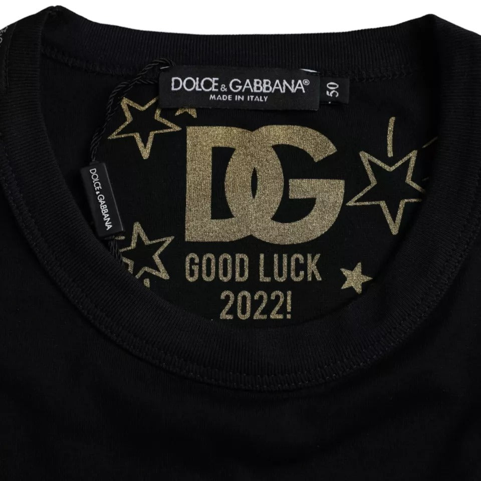 Dolce & Gabbana Black Cotton Round Neck Short Sleeves Men Men's T-shirt