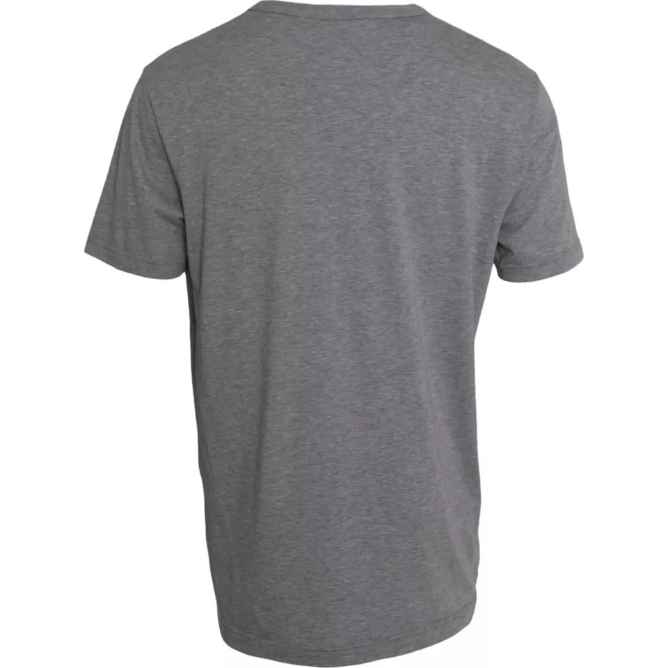 Dolce & Gabbana Gray Graphic Print Cotton Round Neck Men's T-shirt