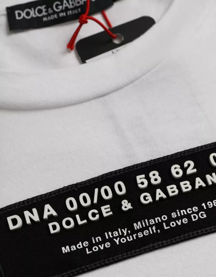 Dolce & Gabbana White Cotton DG Applique Men Casual Men's T-shirt