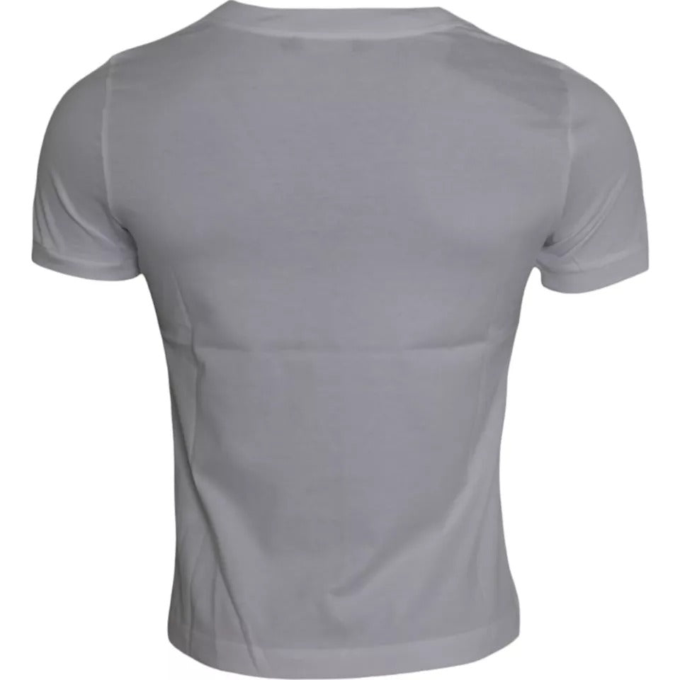 Dolce & Gabbana White Cotton Round Neck Short Sleeve Men's T-shirt (Pre-Owned)