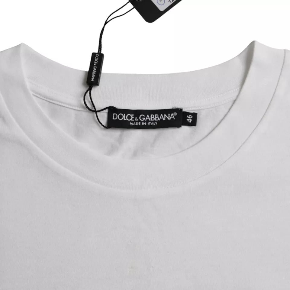 Dolce & Gabbana White Cotton Round Neck Short Sleeve Men's T-shirt (Pre-Owned)