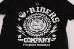 Frankie Morello Chic Black Crewneck Tee with 'RIDERS' Men's Motif