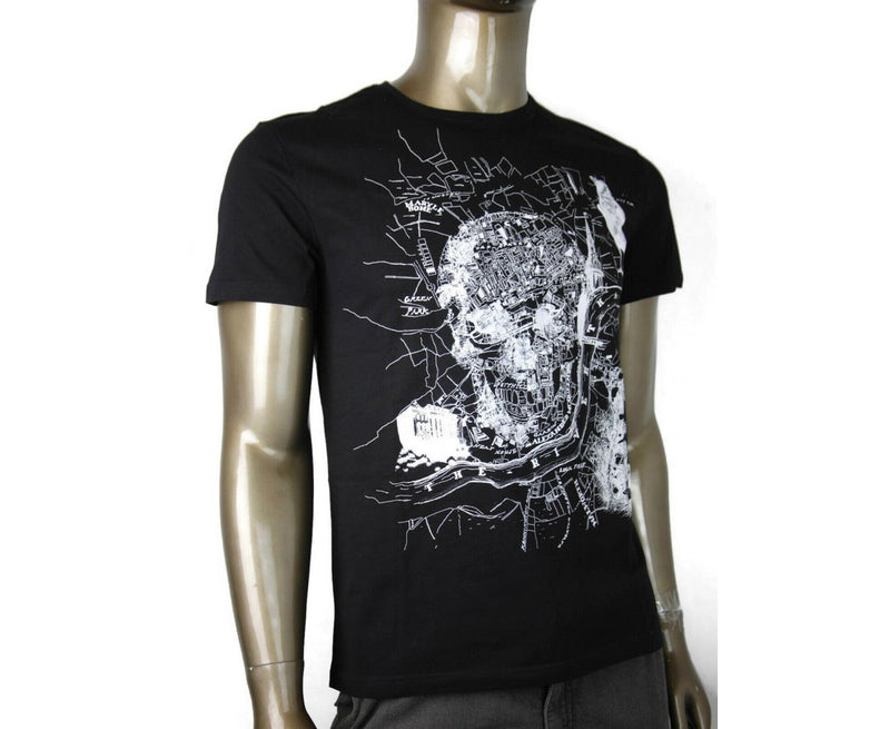 Alexander McQueen Men's Black Organic Skull Print T-Shirt